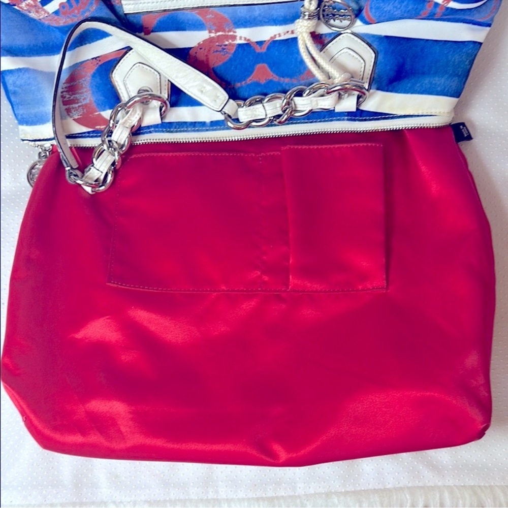 EUC COACH POPPY RARE Nautical Stripe shoulder bag - Picture 11 of 14
